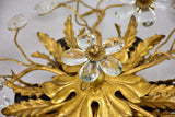 Pair of Maison Bagues style ceiling  / wall lights with pretty leaf motifs and gold tole 15¼"