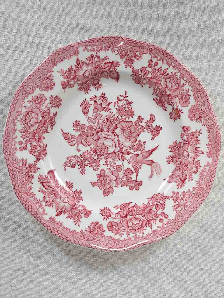 Set of six pink vintage ironstone plates - Unicorn tableware 8"