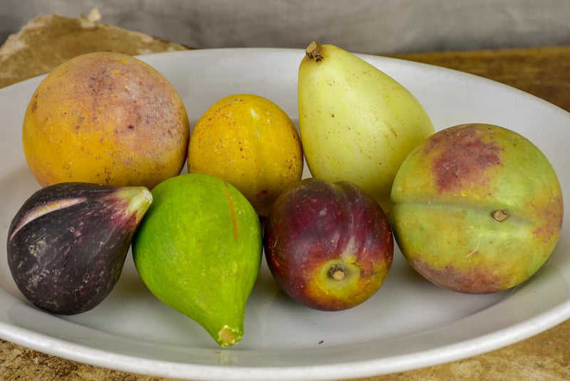 A collection of vintage Italian marble fruit