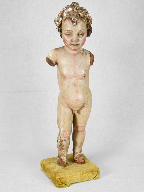 Antique Italian wooden cherub sculpture