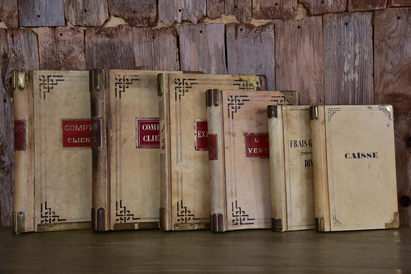 Collection of five antique parchment record books