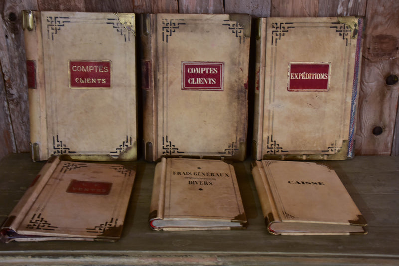 Collection of five antique parchment record books