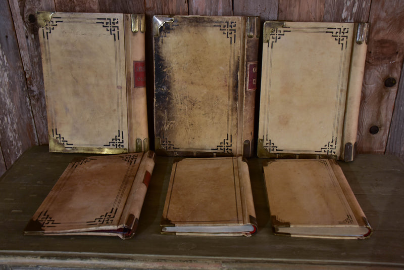 Collection of five antique parchment record books
