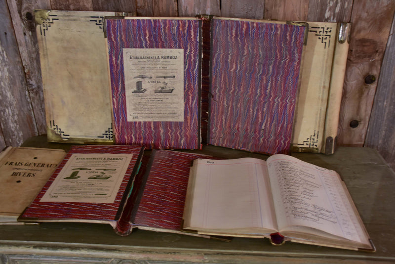 Collection of five antique parchment record books