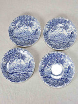 Four vintage blue and white saucers 5"