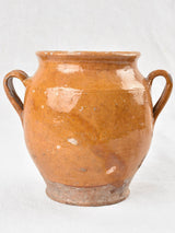 Antique French confit pot with ocher glaze 8"