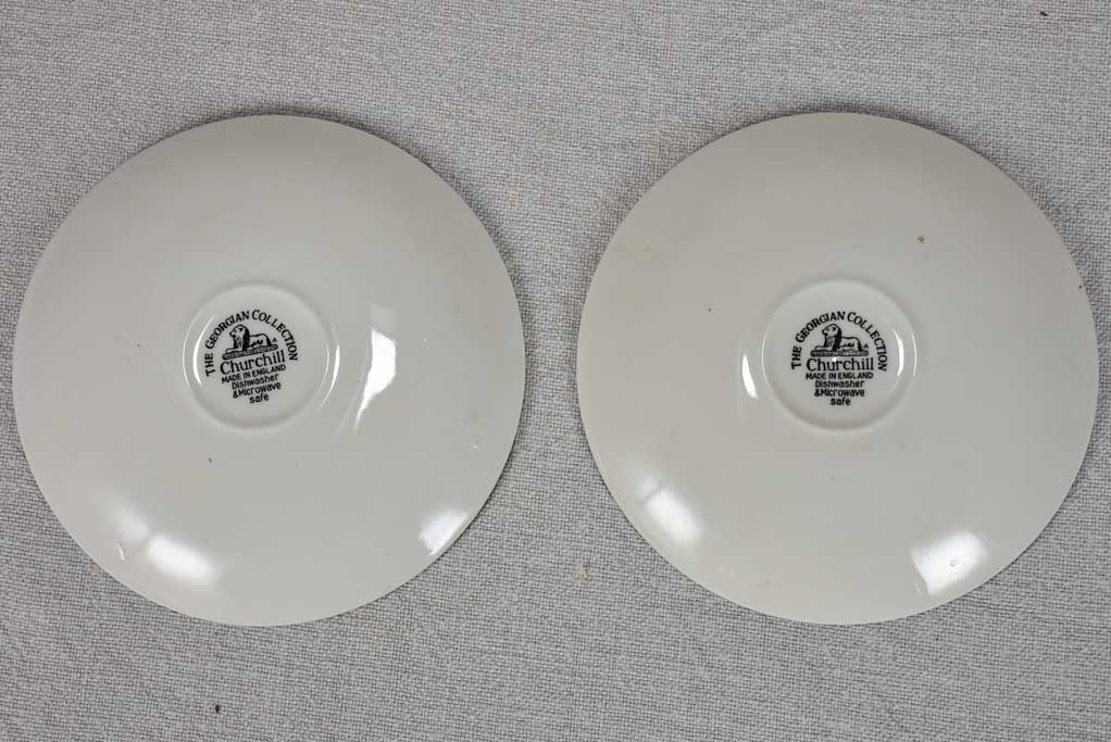 Pair of vintage saucers - dark blue and white - Georgian Collection 5½"