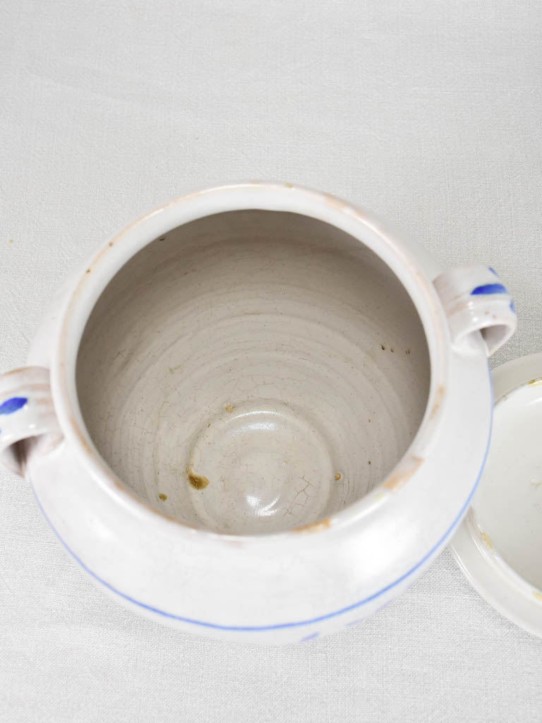 Antique French lidded egg pot from Auvillar