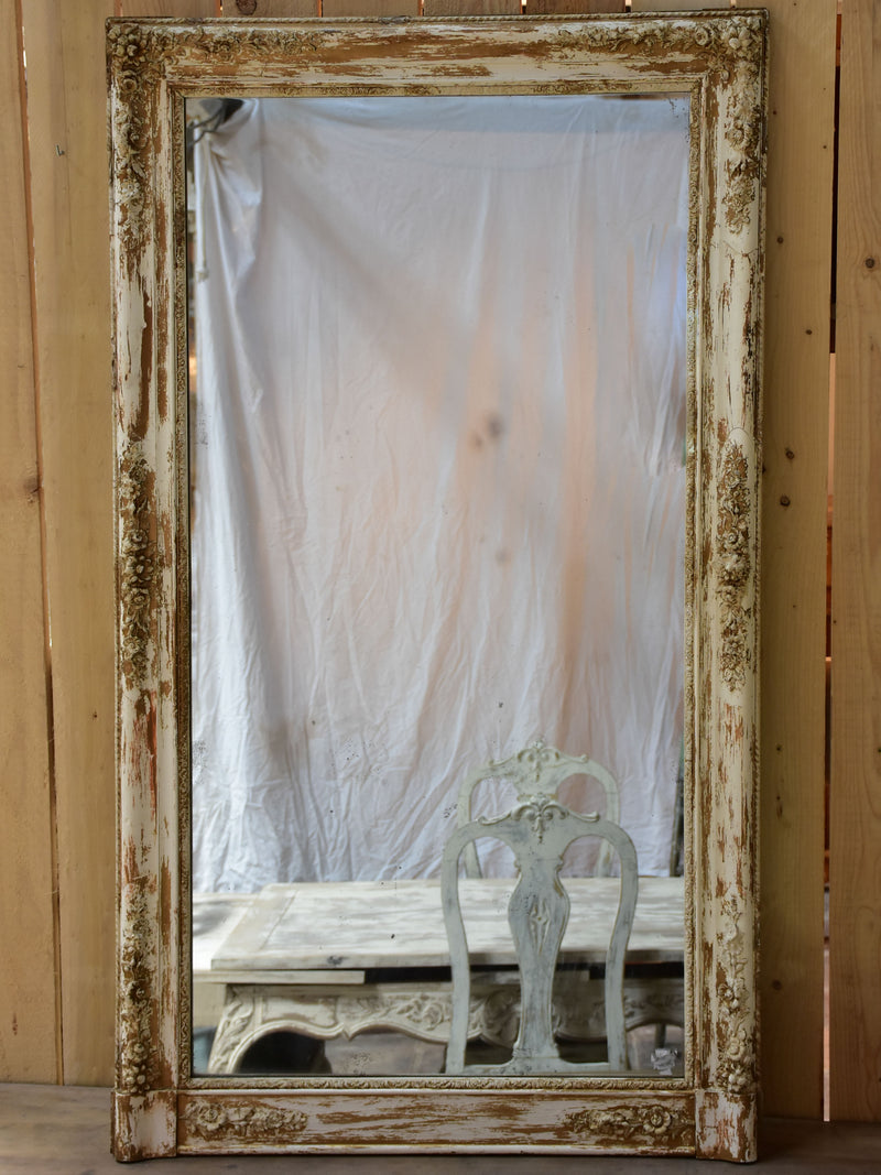 Extra-large mirror with white and gilded frame