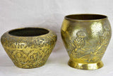 Two Art Deco brass cachepots pot plant stands