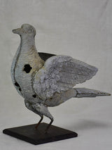 RESERVED Antique French weather vane pigeon mounted on iron block