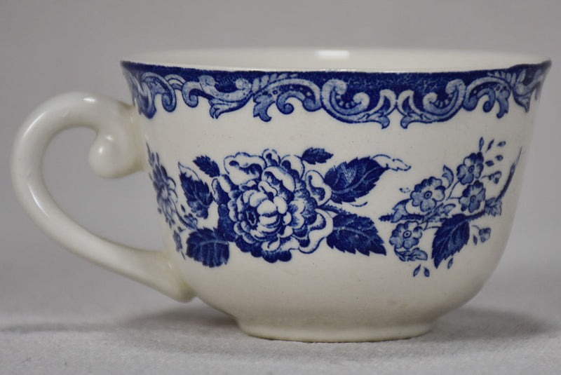 Eight vintage English blue and white tea cups