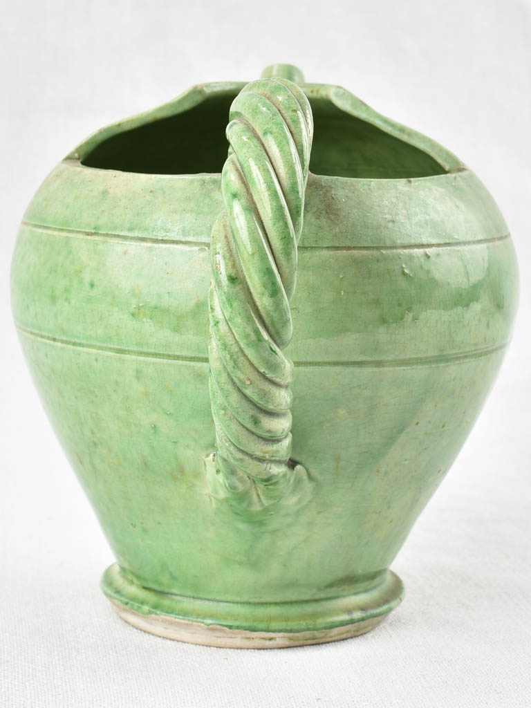Vintage French pastis water pitcher - green Vallauris 6¾"