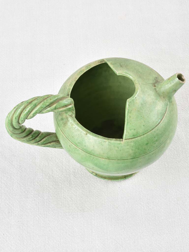 Vintage French pastis water pitcher - green Vallauris 6¾"