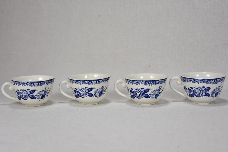 Eight vintage English blue and white tea cups