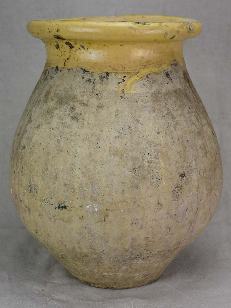 Antique French olive jar from Biot with apricot glaze 17"