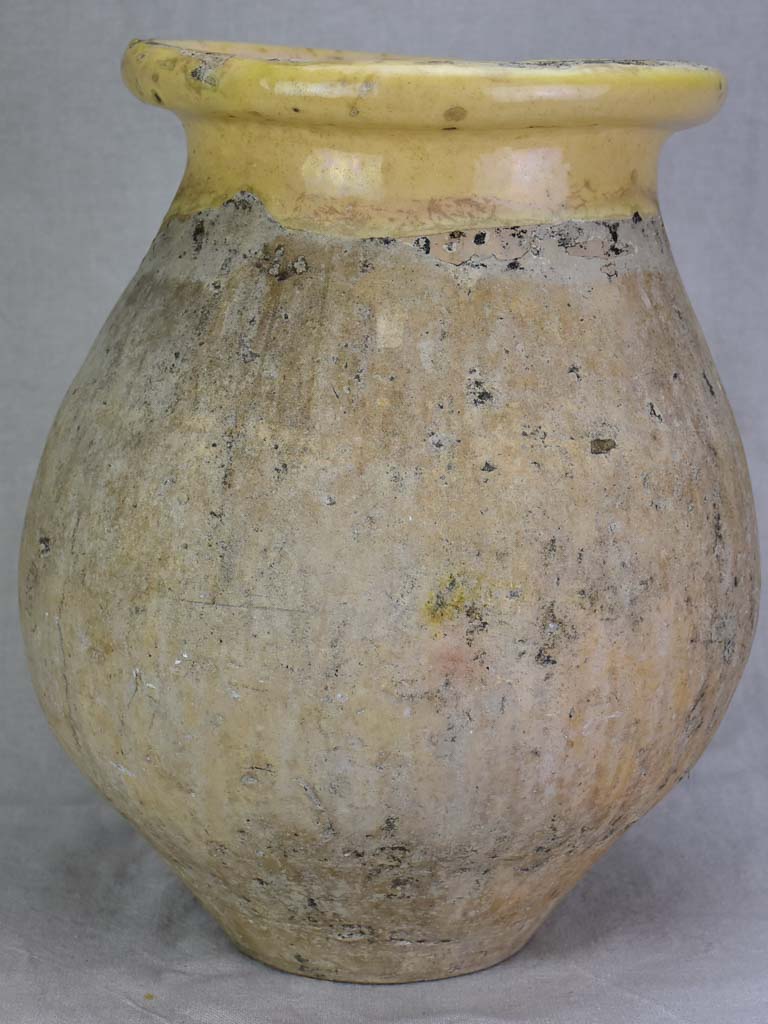 Antique French olive jar from Biot with apricot glaze 17"