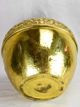 Large early 20th-century brass cachepot pot plant stand 14¼"