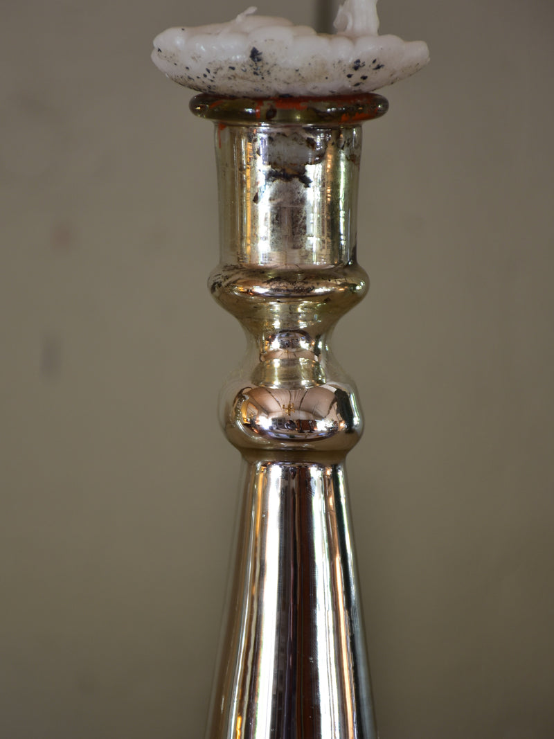 Pair of 18th century mercury glass candlesticks