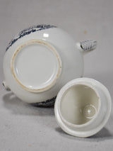 Black and white transferware sugar bowl with lid