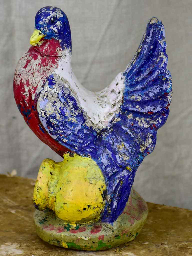 Vintage French garden sculpture of a pigeon