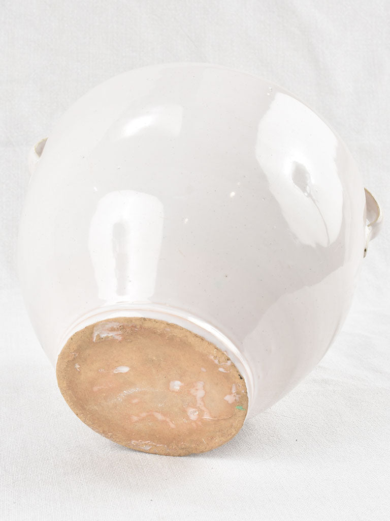 Large antique French preserving pot - pink hue 9"