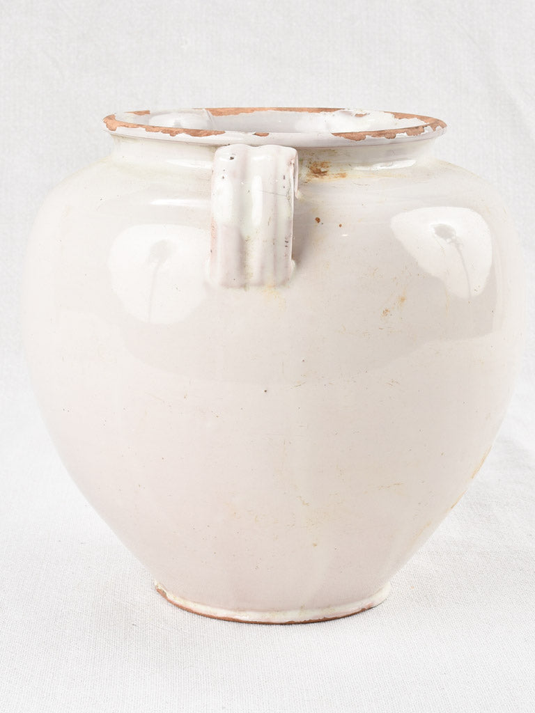 Large antique French preserving pot - pink tint 8¾"