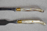 1970's Laguiole foie gras knife set by Claude Dozorme with nacrine handles