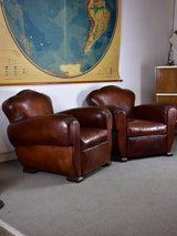 Pair of vintage French club chairs with cloud back