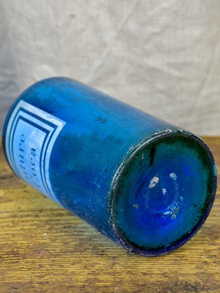 Napoleon III blue apothecary glass jar - Teinture de coca