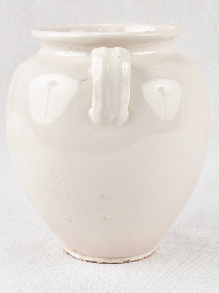 Large antique French preserving pot - white glaze 8¼"