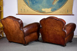 Pair of vintage French club chairs with cloud back
