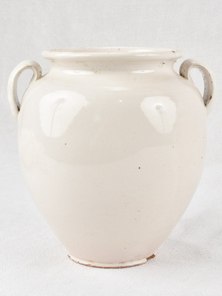 Large antique French preserving pot - white glaze 8¼"