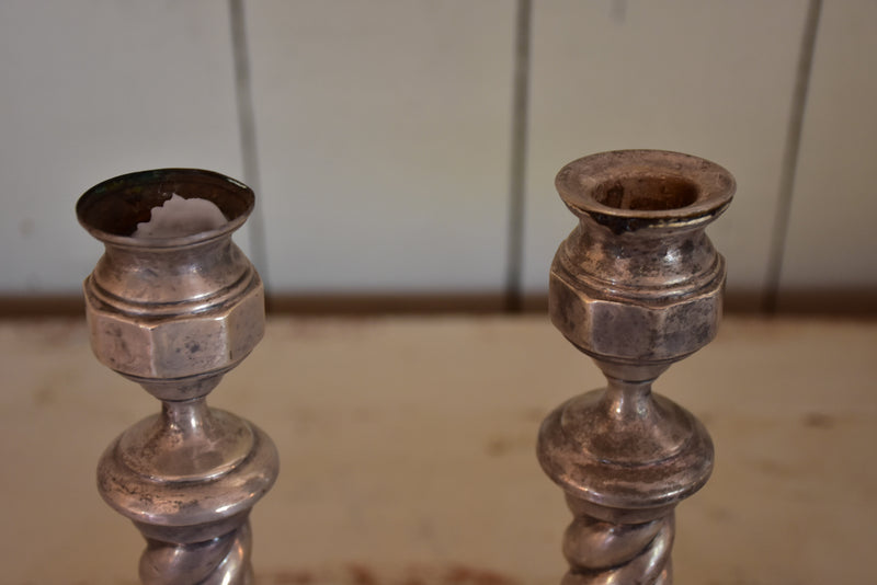 Pair of Louis XIV silver plated candlesticks