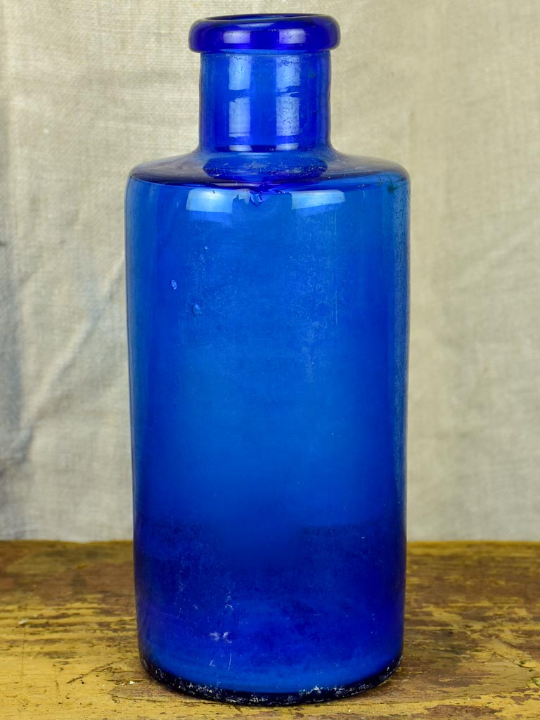 Antique blue French apothecary glass jar