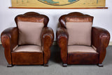 Pair of vintage French club chairs with cloud back