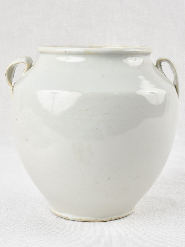 Large antique French preserving pot - gray tint 8¼"