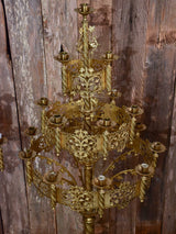 Pair of large gilded church candelabras