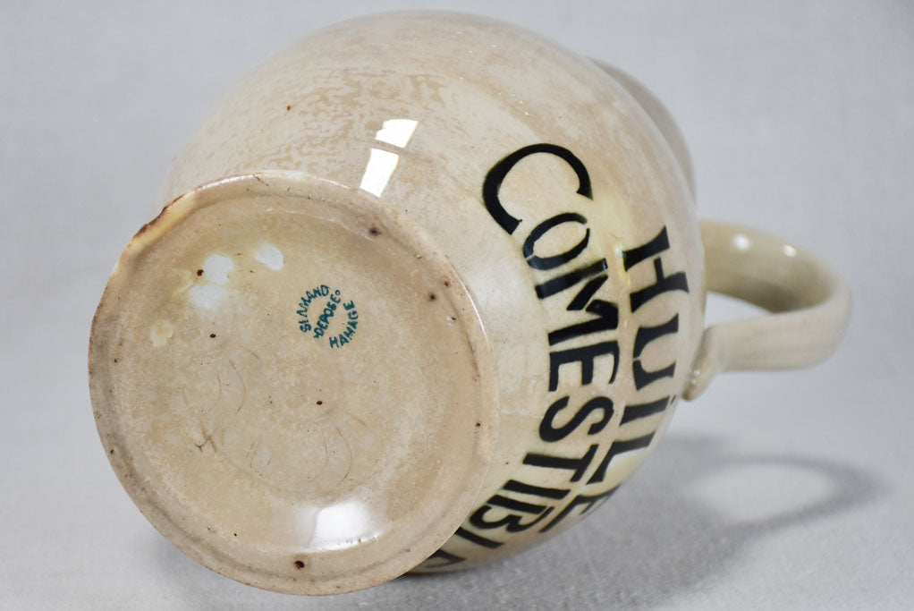 19th Century French earthenware olive oil pitcher