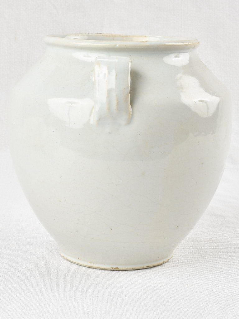 Large antique French preserving pot - gray tint 8¼"
