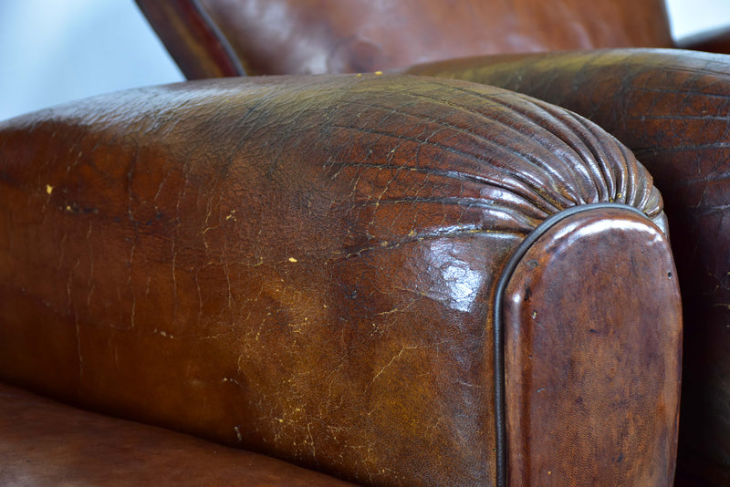 Pair of vintage French club chairs with cloud back