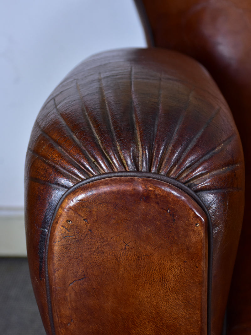 Pair of vintage French club chairs with cloud back