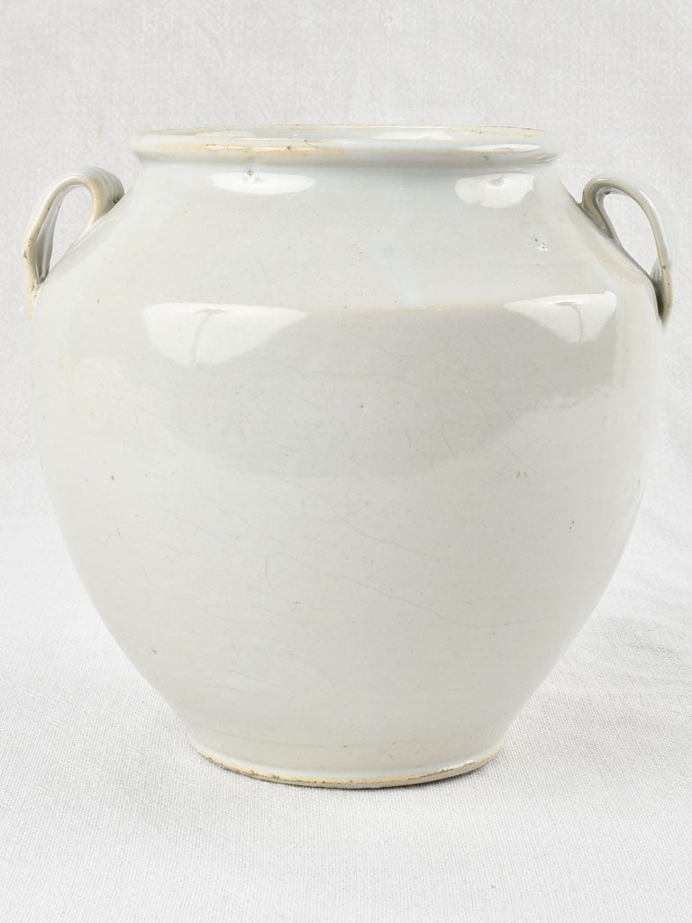 Large antique French preserving pot - gray tint 8¼"
