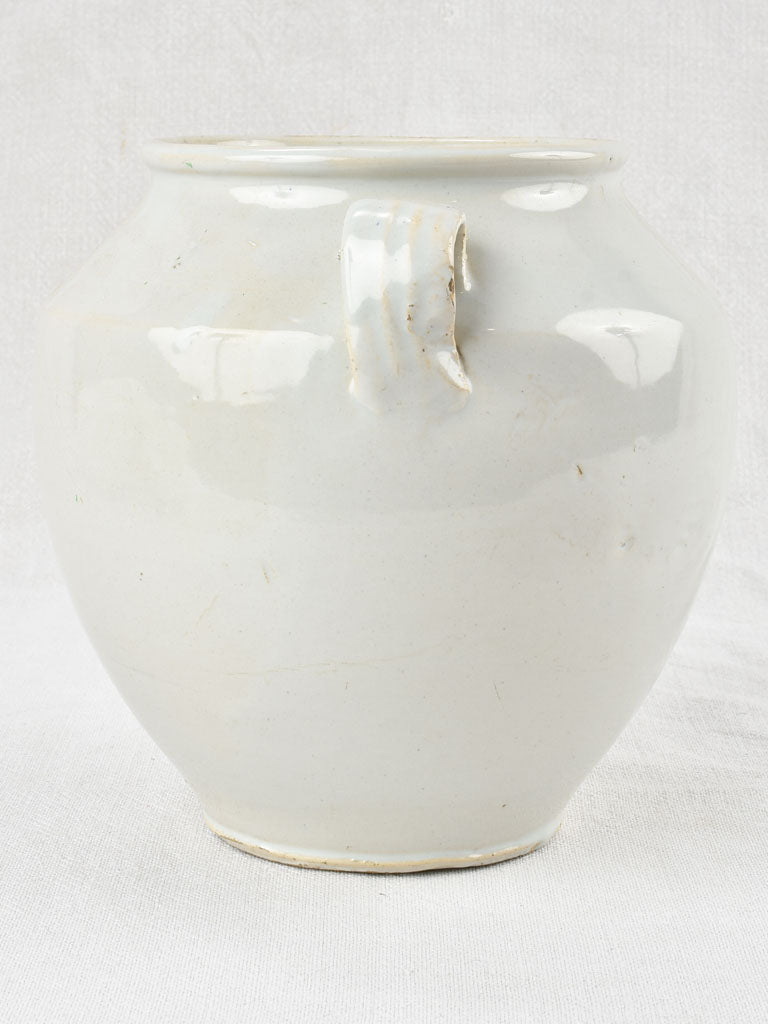 Large antique French preserving pot - gray tint 8¼"