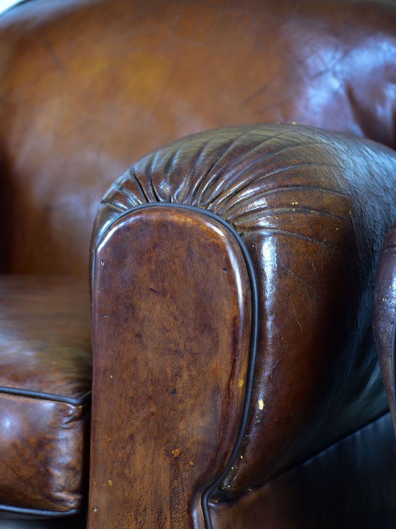 Pair of vintage French club chairs with cloud back