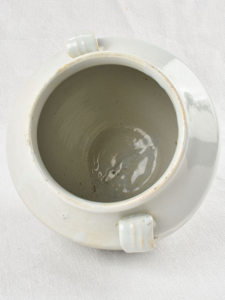 Large antique French preserving pot - gray tint 8¼"
