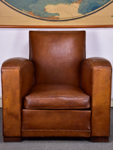 1950's French leather club chair with square back