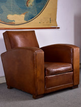 1950's French leather club chair with square back