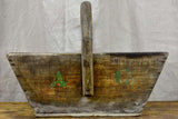 Antique wooden French harvest basket with AC monogram