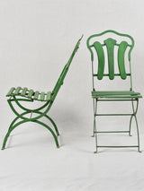 Set of three antique French garden chairs - green
